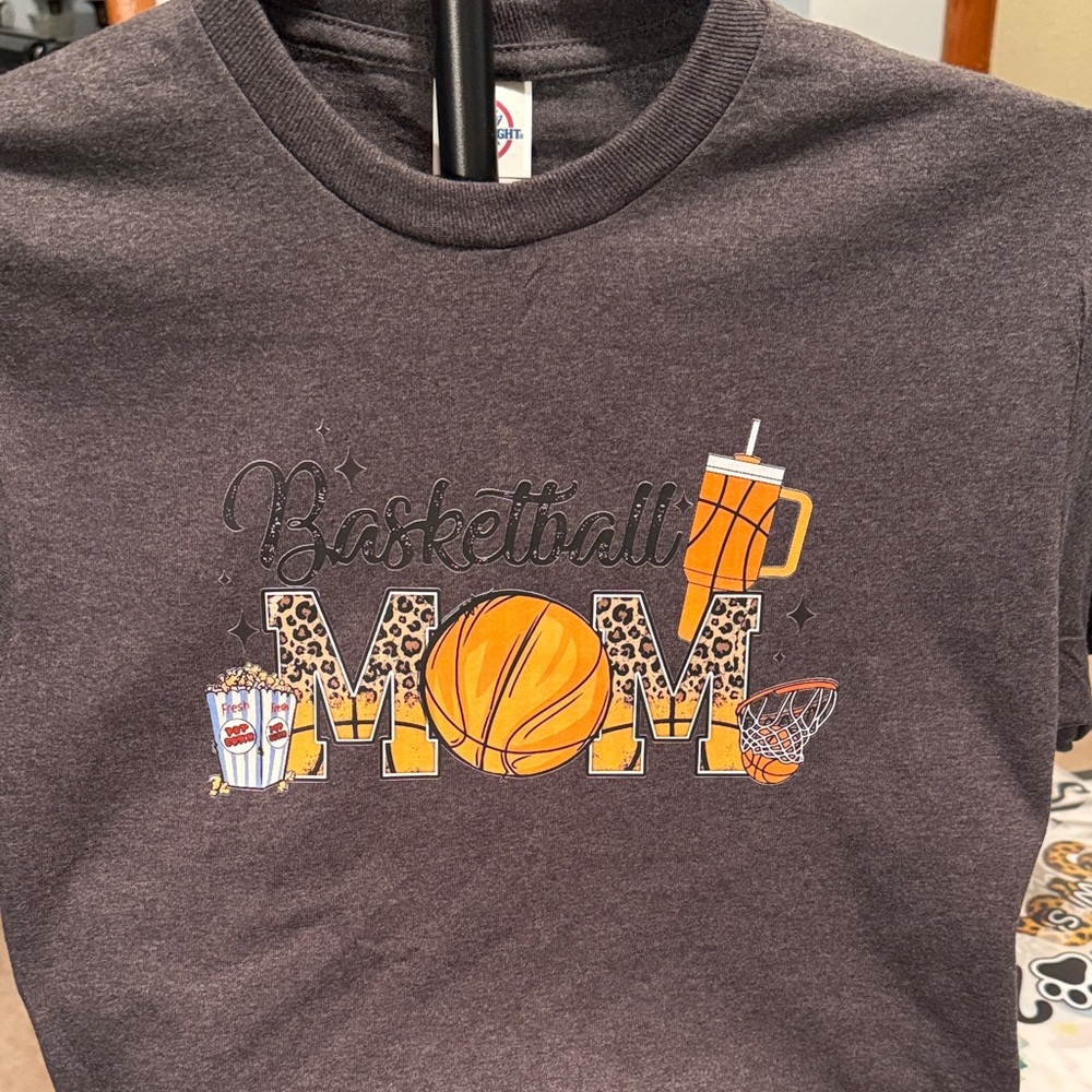 Delta Charcoal "Basketball Mom" Graphic Tee with Orange Accents